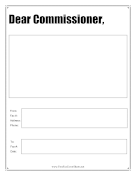 Dear Commissioner fax cover sheet