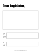 Dear Legislator fax cover sheet