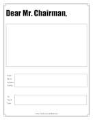 Dear Mister Chairman fax cover sheet