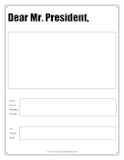 Dear Mister President fax cover sheet