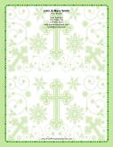 Different Sized Crosses Ornate Green Background stationery design