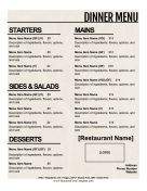 Dinner Menu