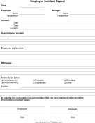 Employee Incident Report Form