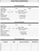 Estate Planner Worksheet