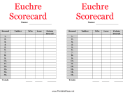 Printable Euchre Scorecard