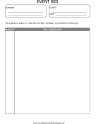 Event Bid Form Template