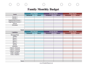 Family Monthly Budget Planner Colorful