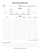 Farm Store Order Form