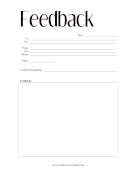 Feedback fax cover sheet