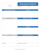 Fence Cost Estimate Template