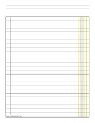 Printable Finance Columnar Paper in Portrait Orientation, Wide-Spaced Lines, and 1 Column