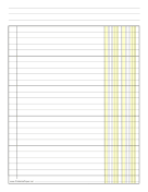 Printable Finance Columnar Paper in Portrait Orientation, Wide-Spaced Lines, and 2 Columns