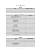 Financial Worksheet