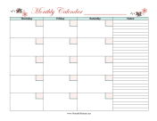 Floral Monthly Calendar Thurs-Sat