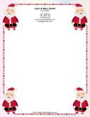 Four Santas Candy Cane Border stationery design