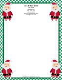 Four Santas Green Border stationery design