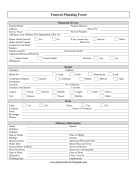 Funeral Planning Form