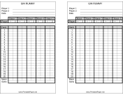 Printable Gin Rummy Score Sheet