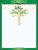 Gold Cross Green Border stationery design