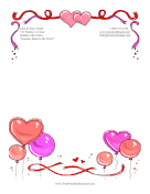 Heart Balloons And Streamers stationery design