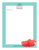 Hearts Teal Valentines Letterhead