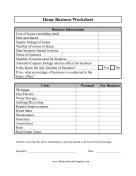 Home Business Worksheet