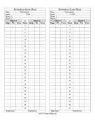 Printable Horseshoes Score Sheet