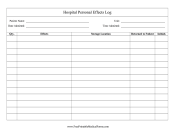 Hospital Personal Effects Log