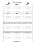 Important Dates Planner