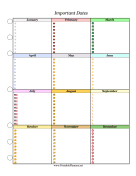 Important Dates Planner Colorful