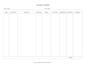 Invoice Tracker Landscape Unlined Template