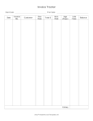 Invoice Tracker Portrait Unlined Template