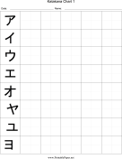 Printable Katakana Writing Chart 1