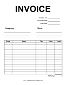 Large Print Product Invoice Template