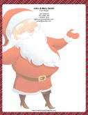 Large Smiling Santa Plaid Border stationery design