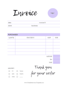 Lavender Invoice Template Template