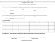 Livestock Bill Of Sale