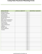 Lump Sum Payment Planning Form