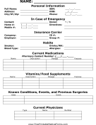 Medical Information Sheet