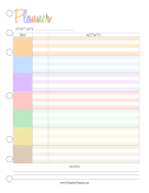 Monday Start Weekly Planner Color