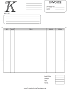 Monogram K Invoice Template