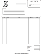 Monogram Z Invoice Template