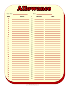 Monthly Allowance Time Card