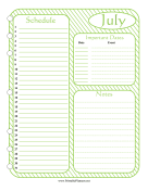 Monthly Planner July