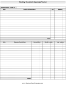 Monthly Receipts List