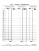 Monthly Time Card 3 Blended Rates