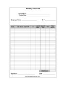 Monthly Time Card with Lunch