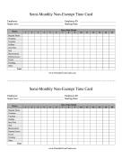 Non-Exempt Time Card Semi-Monthly