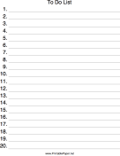Printable Numbered To Do List
