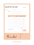 Orange Border Blank Invoice Template Template